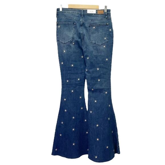 NWT Judy Blue High Rise Dark Super Flare Star Embroidered Jeans Size 30 | 10 New - Picture 3 of 16